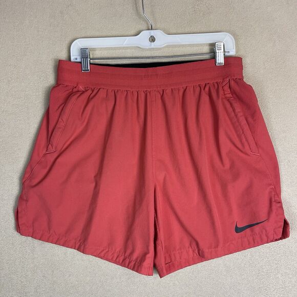 Nike Shorts Mens Large Pink Red Pro Athletic Workout Gym Short Swoosh Logo Adult - Picture 1 of 13